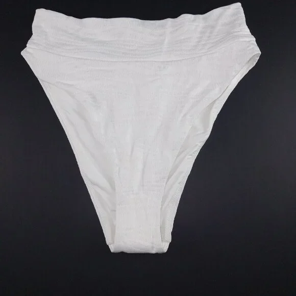 Aerie Jacquard High Cut Cheeky Bikini Bottom Women's Size Large White  Swimsuit